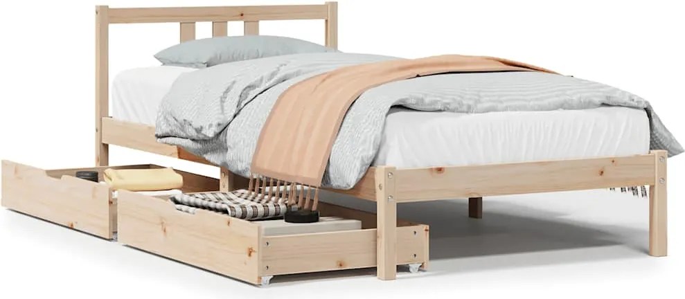 vidaXL tömör fenyőfa ágy matrac nélkül 75 x 190 cm