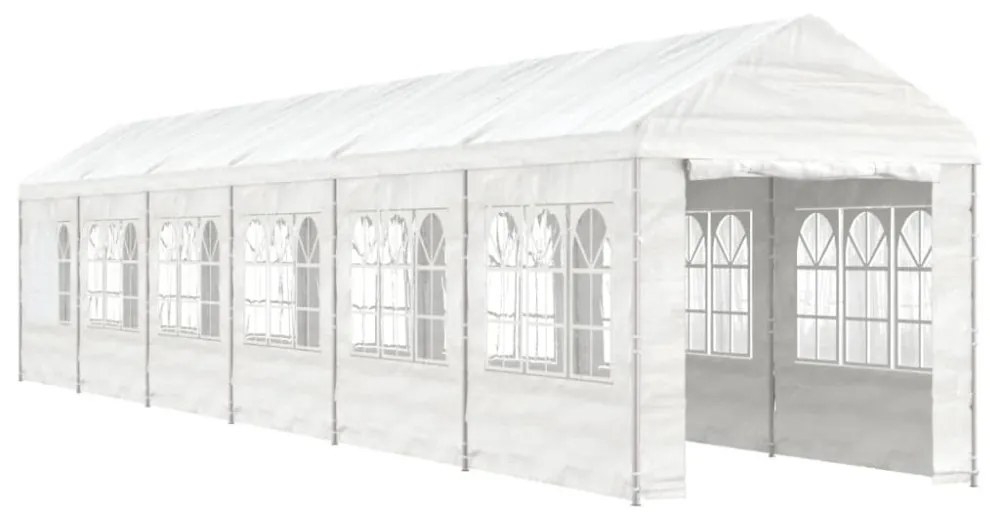 vidaXL fehér polietilén pavilon tetővel 13,38 x 2,28 x 2,69 m