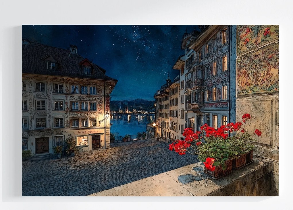 Canvas Vászonkép Tájkép Svájc Luzern Város Óváros 60x40