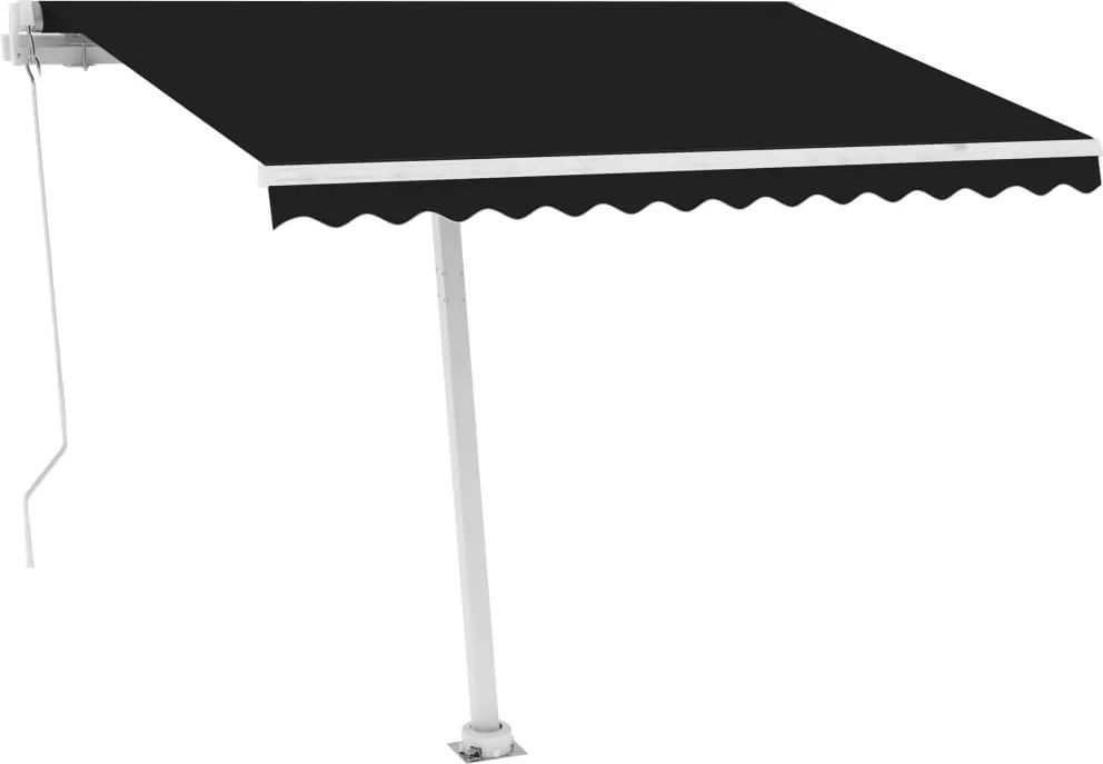 vidaXL antracitszürke kézzel kihúzható LED-es napellenző 300 x 250 cm