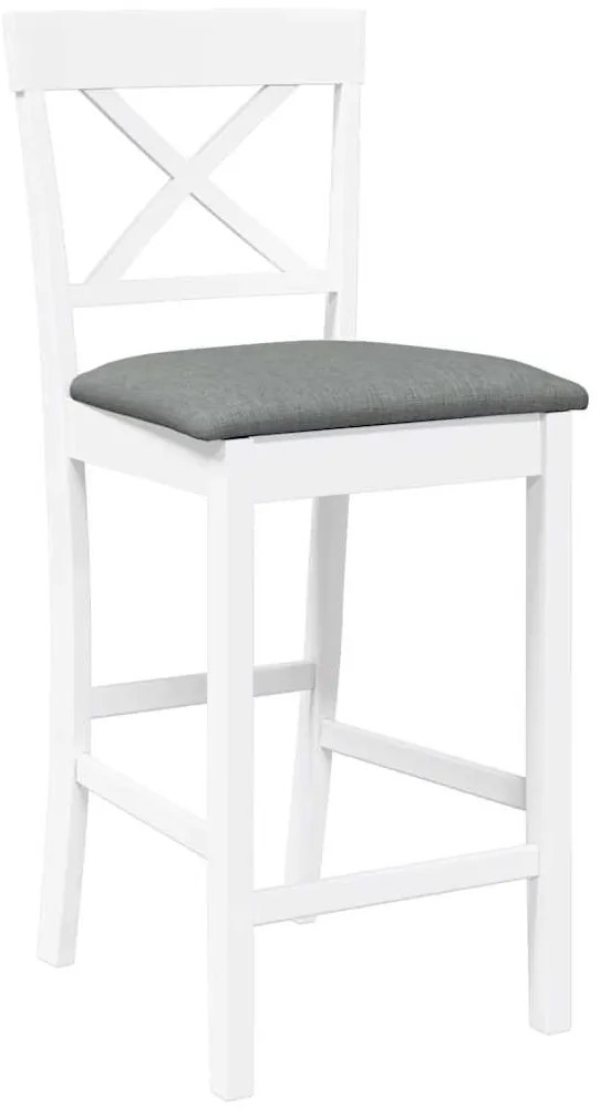 2 db fehér tömörfa gumiból bárszékek párnákkal