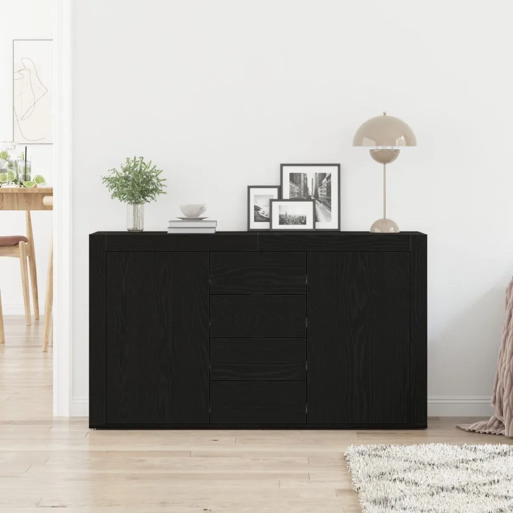 Oldalszekrény Fekete tölgy Szerelt fa 120 x 36 x 69 cm Tárolás