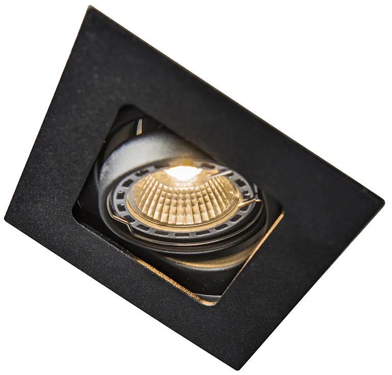 6 darabos szögletes, süllyesztett spotlámpa készlet, fekete, állítható - Artemis