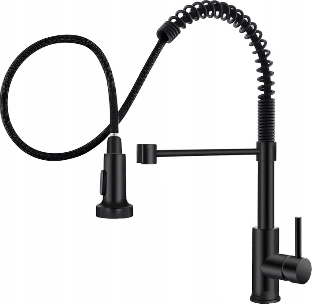 Fekete álló konyhai csaptelep flexibilis kifolyócsővel 2 csaptelep üzemmód