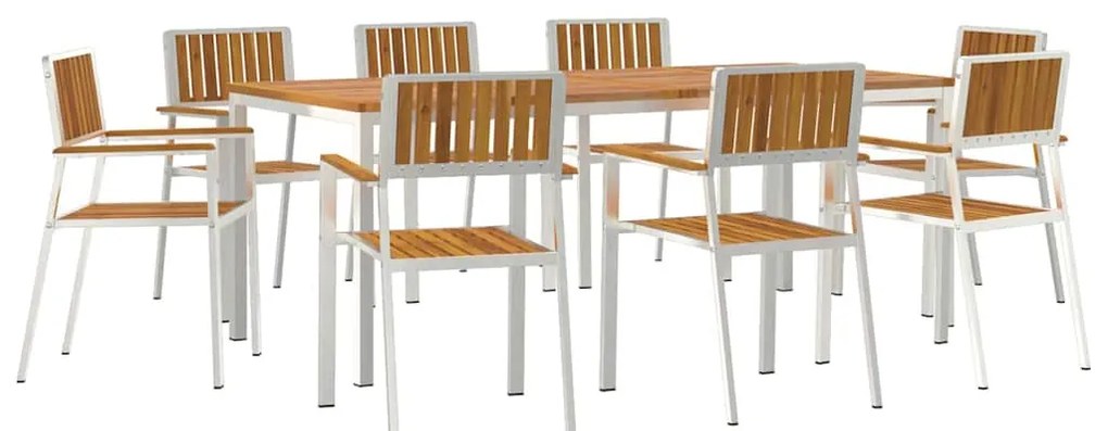 Kert étkező szett 9 pcs Barna tömör akácfa