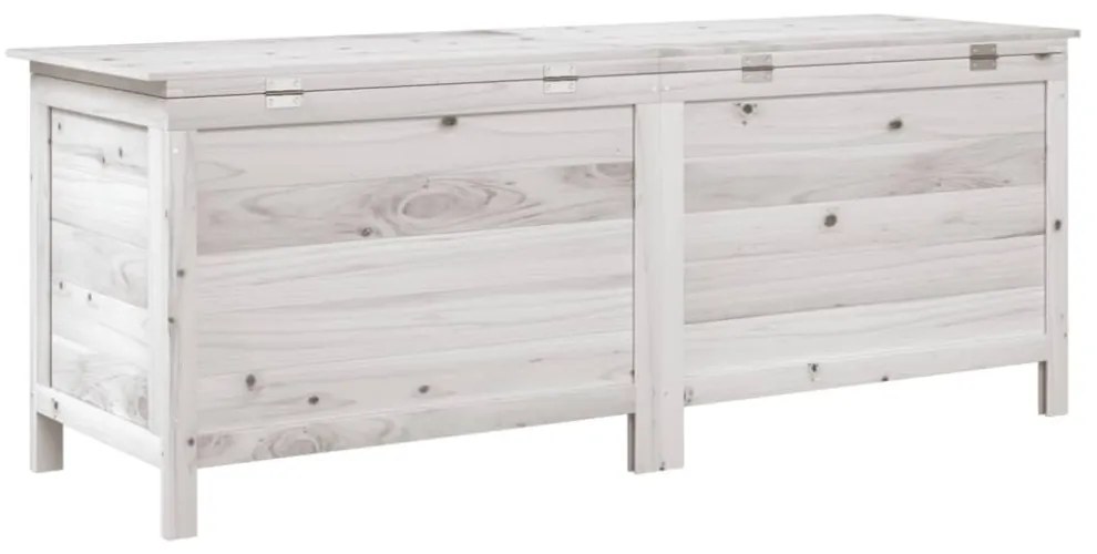 fehér tömör fenyőfa kerti tárolóláda 150x50x56,5 cm