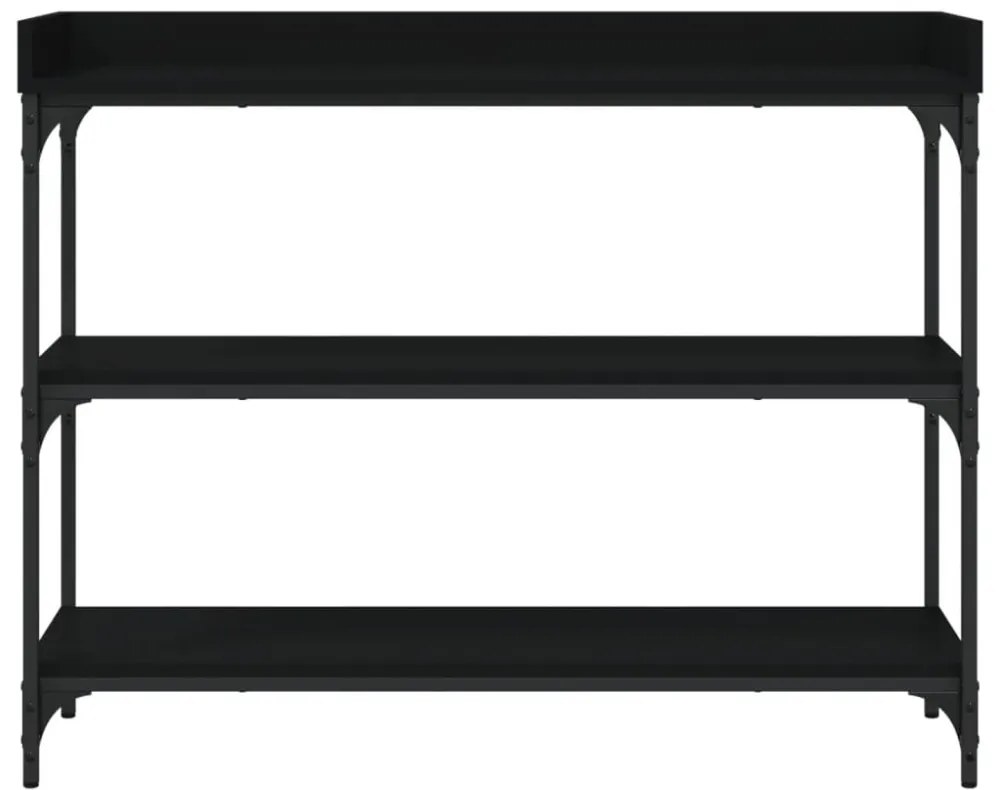 fekete tálalóasztal polcokkal 100 x 30 x 80 cm