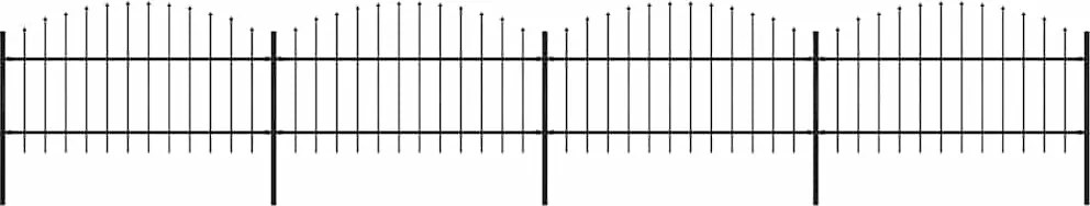 vidaXL fekete acélkerítés lándzsás tetejű 714,5 x 125 cm
