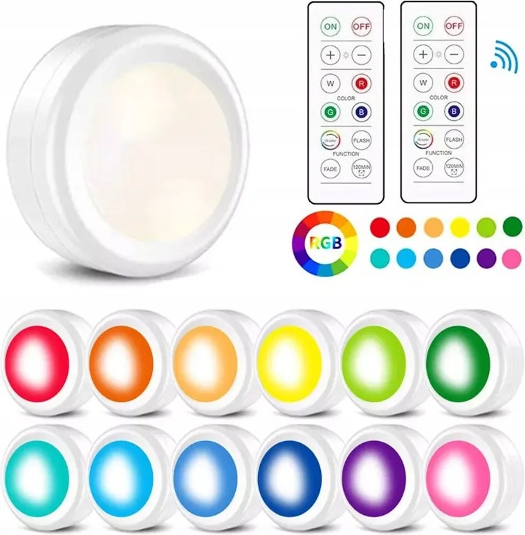 12db Vezeték nélküli Rgb Led lámpák Szekrényvilágítás Éjjeli lámpák Távirányítóval