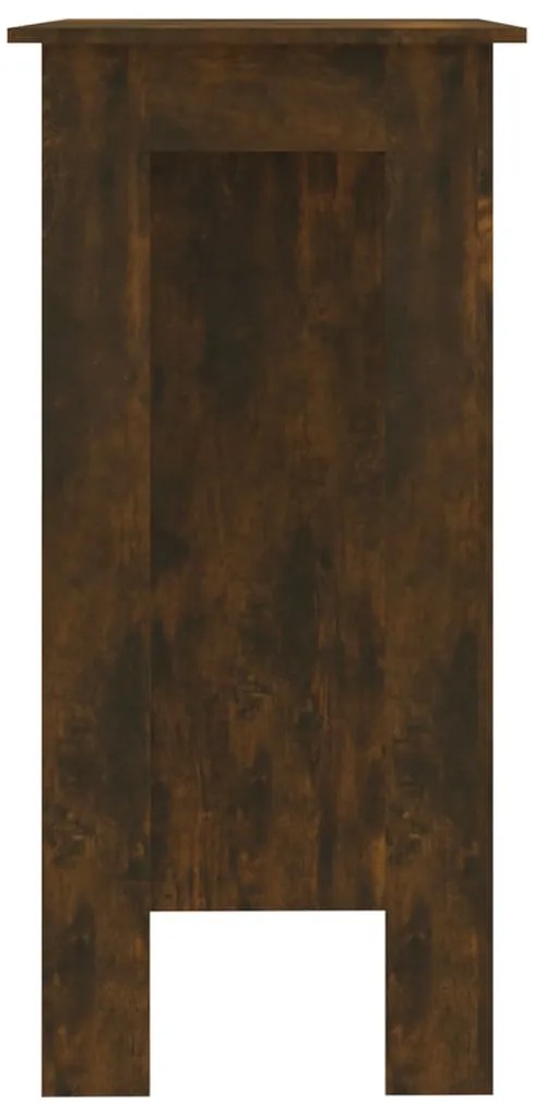 Füstös tölgy színű szerelt fa bárasztal polccal 102x50x103,5 cm