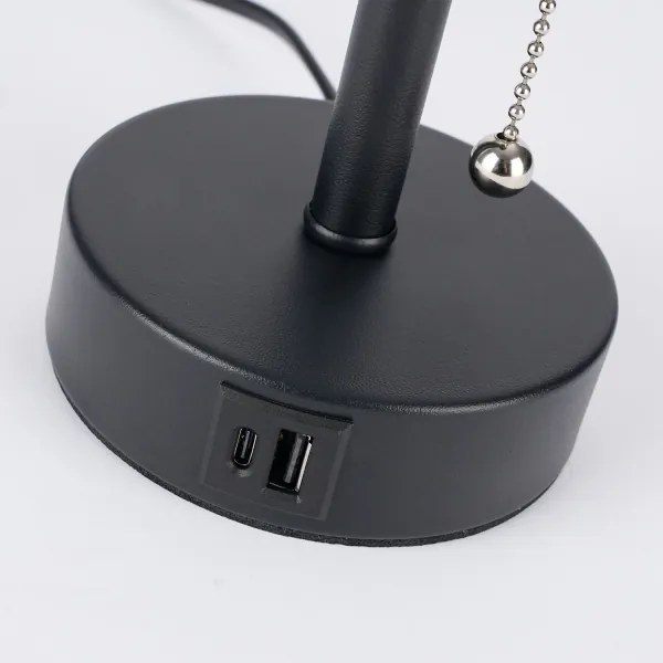 Brilagi - Asztali lámpa USB-porttal TABLON 1xE27/25W/230V fekete