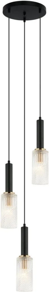 ITALUX PND-43309-3-BK-BR PEROLA Többágú Függesztett Lámpa Fekete, Arany E14 IP20