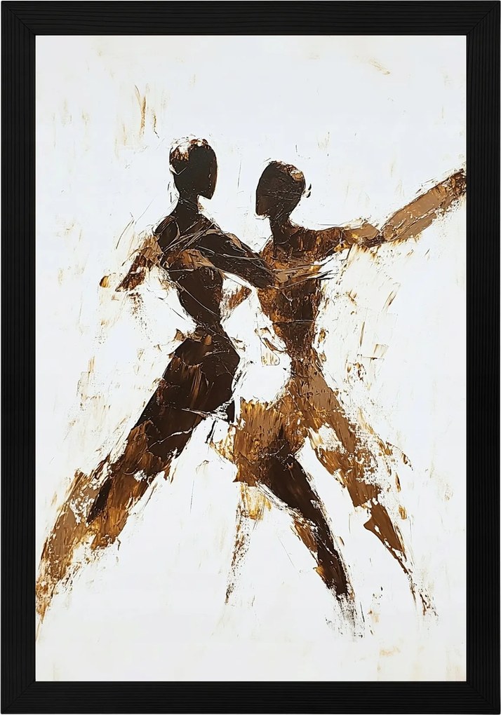 Poszter Keret Fa Absztrakt Tánc Pár Táncos Sziluett Mozgás 40x60