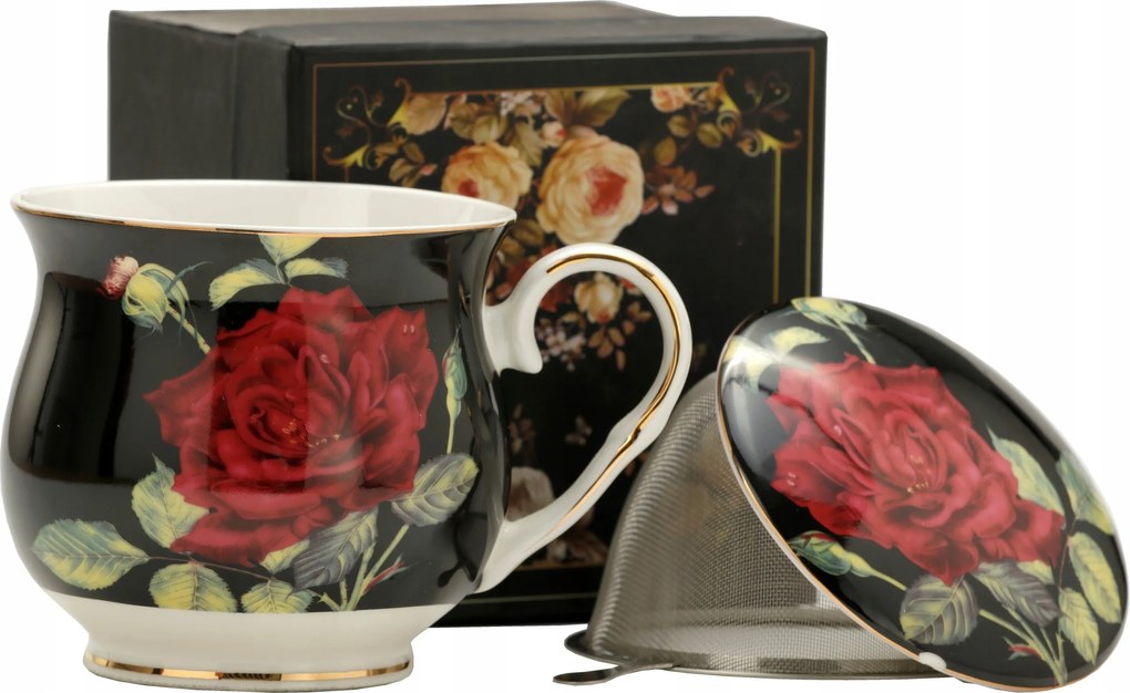 Gyönyörű porcelán bögre szett 480ml szűrővel