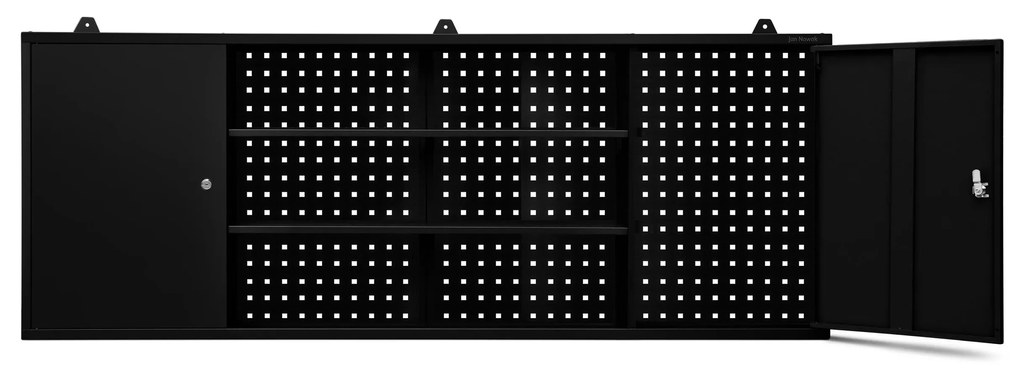 Függő műhelyszekrény LEO, 1600 x 600 x 200 mm, All Black: fekete