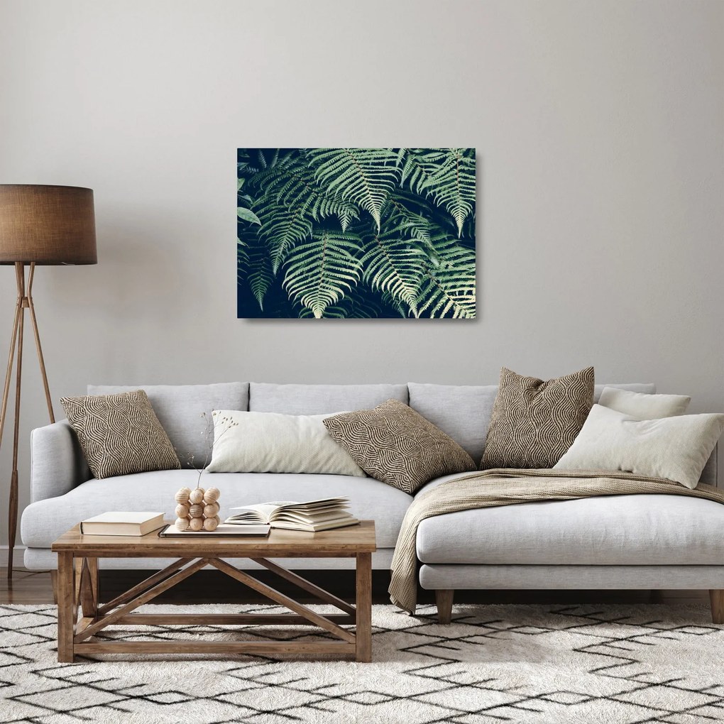 A páfrány levelek képe (üvegen) (70x50 cm)