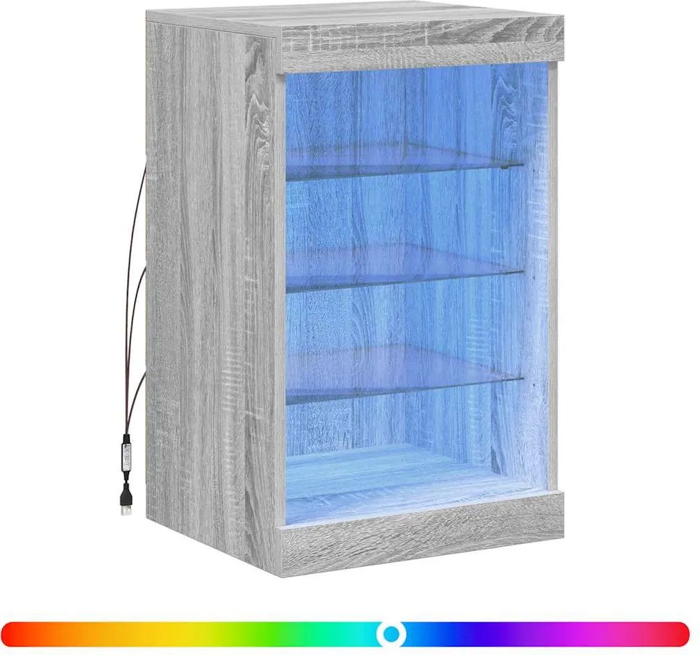 vidaXL szürke sonoma színű tálalószekrény LED-ekkel 41 x 37 x 67 cm