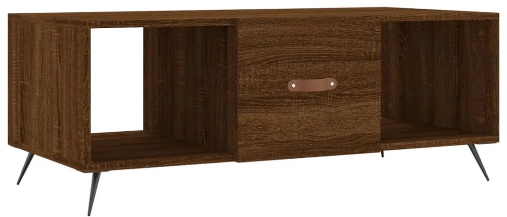 Barna tölgyszínű szerelt fa dohányzóasztal 102 x 50 x 40 cm