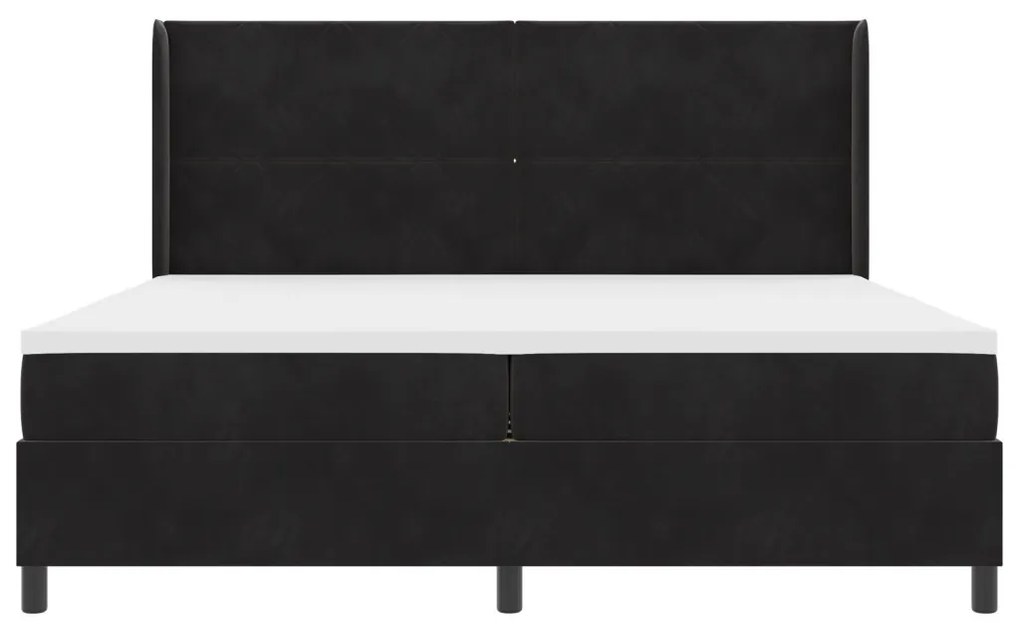 Boxspring Ágy Matraccal és LED Fekete 200x200 cm Bársony