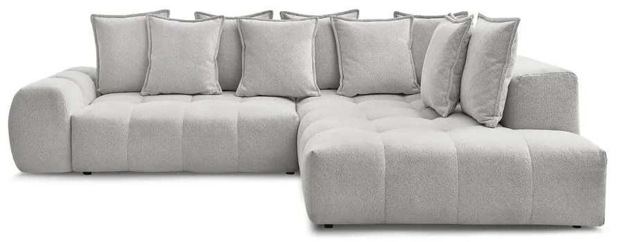 Világosszürke zsenília kinyitható-tárolóhelyes sarokkanapé (jobb oldali-L alakú) Everest – Bobochic Paris