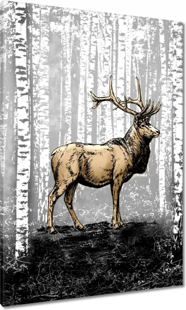 Vászonkép 70x100 Szarvas Nyírfa Erdő