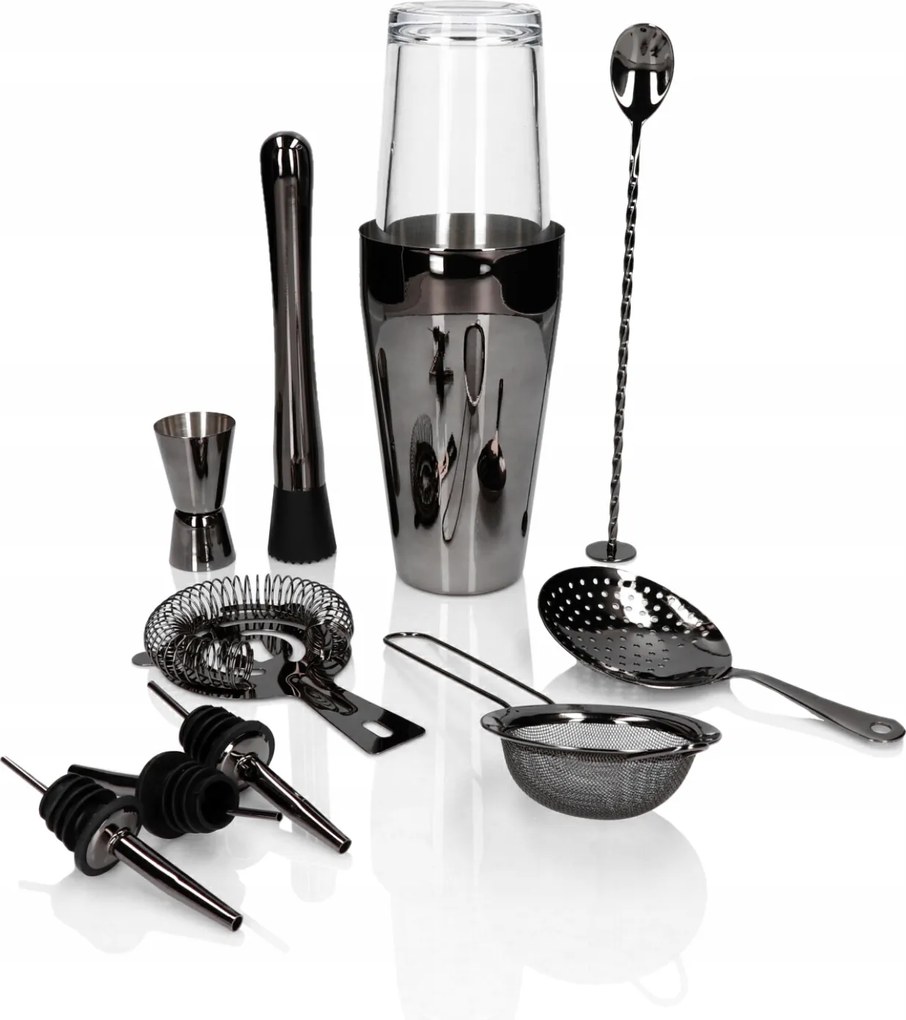 Barista szett Professzionális 10 db-os Fekete Fényes Shaker Boston ajándék