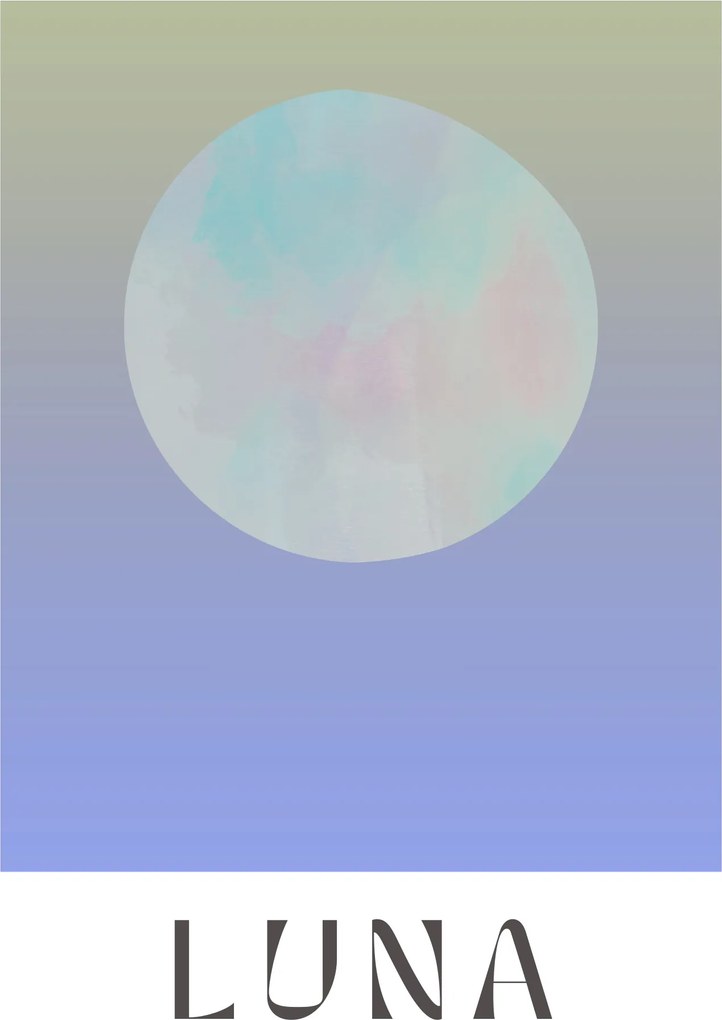 Luna poszter 21x30 cm minimalista dekoráció hold moon motívummal A4