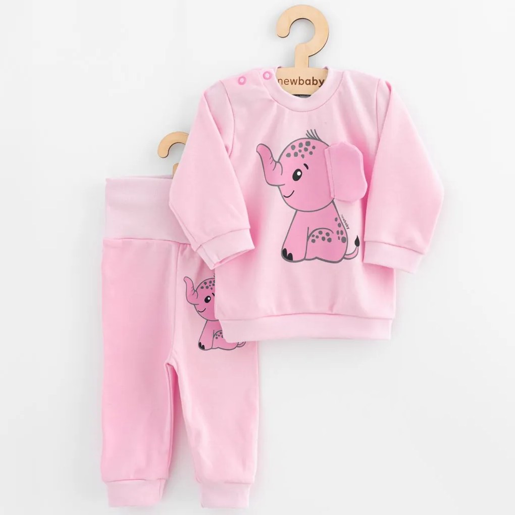 Baba együttes póló és szabadidő nadrág New Baby Happy Elephant pink, vel. 74 (6-9 h)