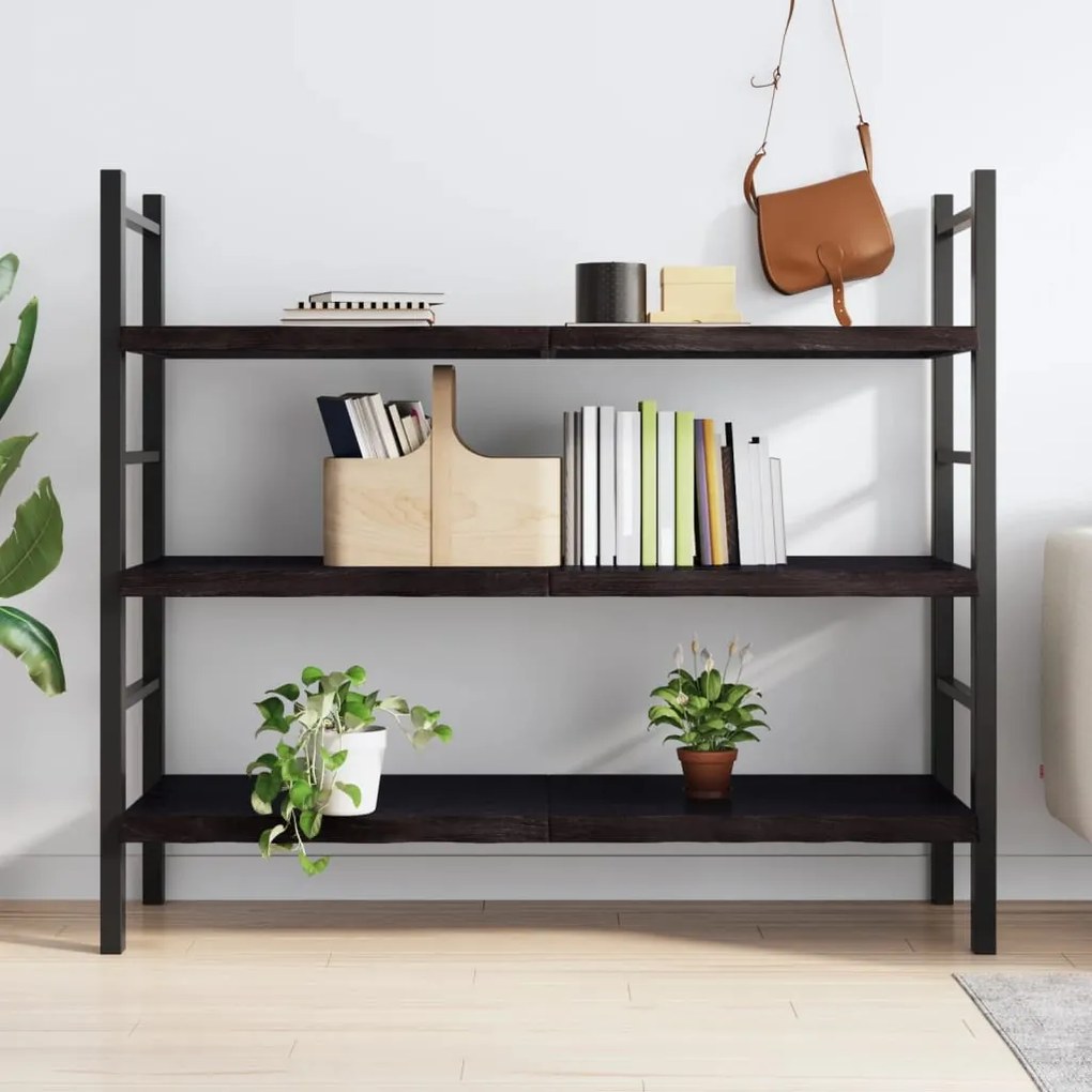 sötétbarna kezelt tömör tölgyfa fali polc 140 x 50 x (2-4) cm