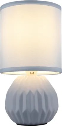 Globo 21730B Asztali lámpa, kerámia kék, textil kék, kábel PVC fehér, billenőkapcsoló a kábelen, ø: 120mm, M: 230mm, kábel hossza 1300mm, 1x E14 40W 230V izzó nélkül