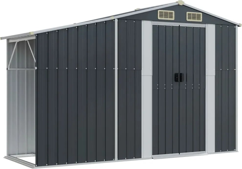 vidaXL antracitszürke horganyzott acél kerti fészer 277x93x179 cm