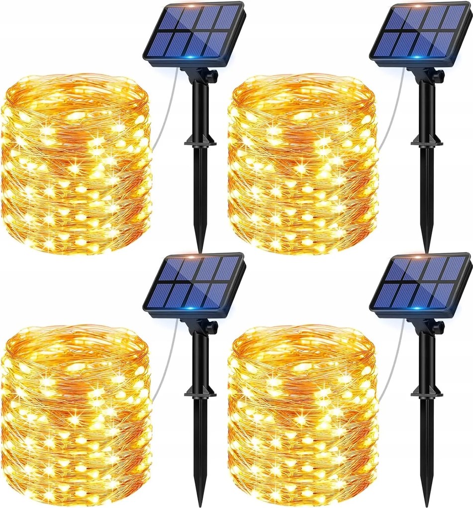 Litogo Napelemes Lámpák 12M 120 Led Vízálló Kert Erkély Terasz 4db