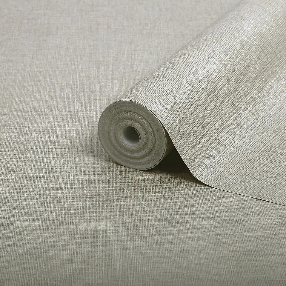 Bézs-arany színű, mosható szövet hatású tapéta