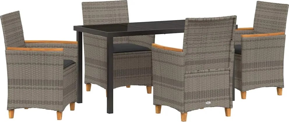 vidaXL Kert étkező szett 5 pcs Szürke polirattan