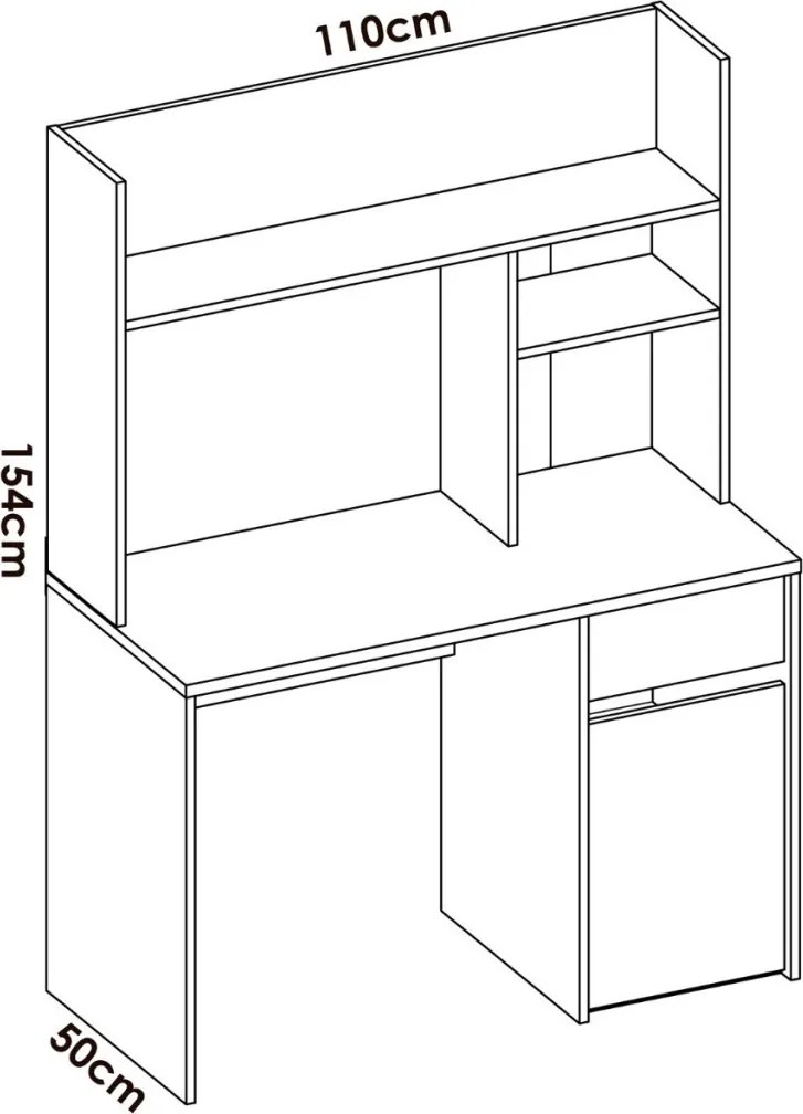 Polcos íróasztal 98,5x45,3x162,5cm szürke FUR1232-3