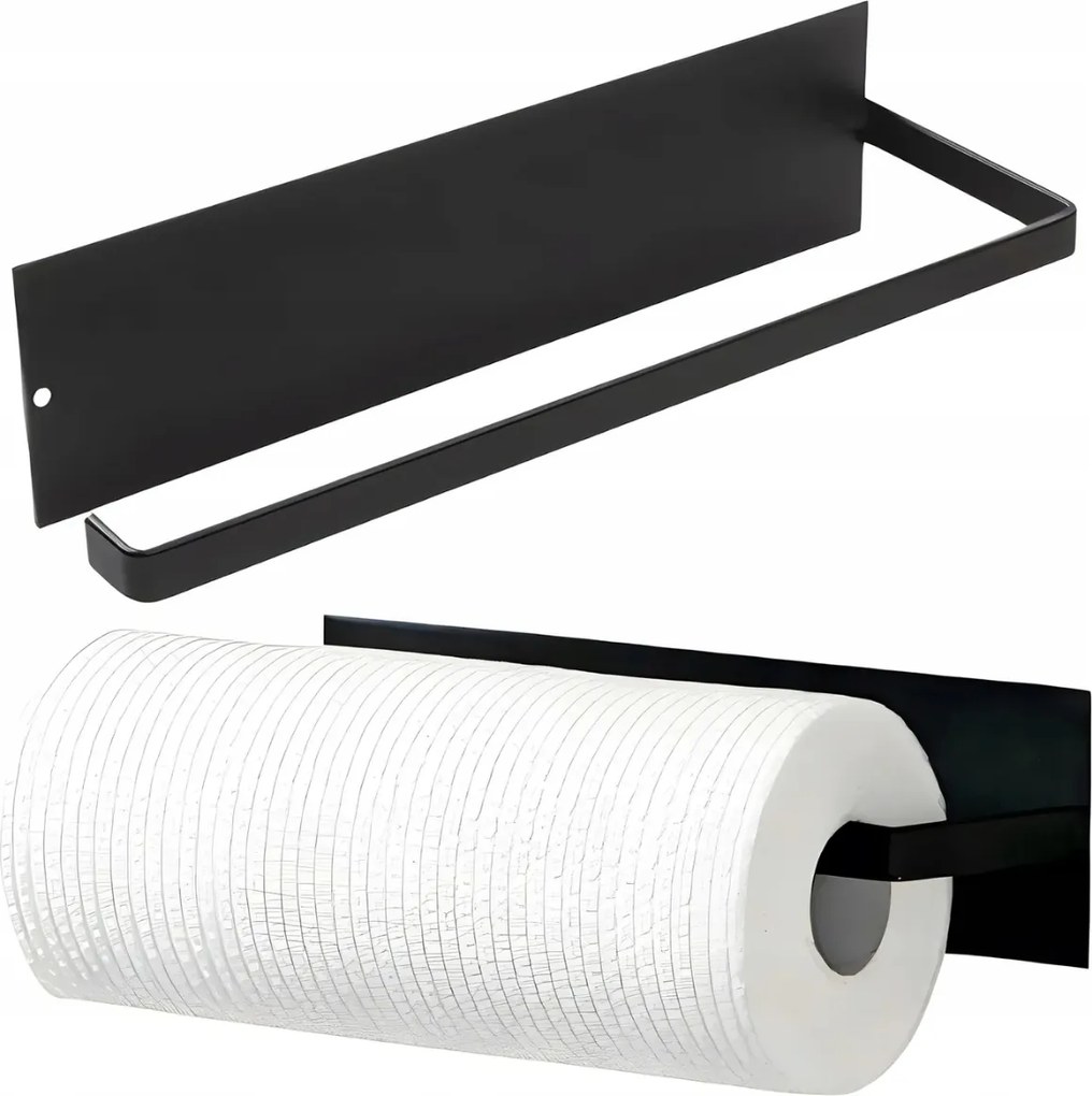Konyhai Papírtörlő Tartó Fúrás Nélkül Fekete Matt Loft
