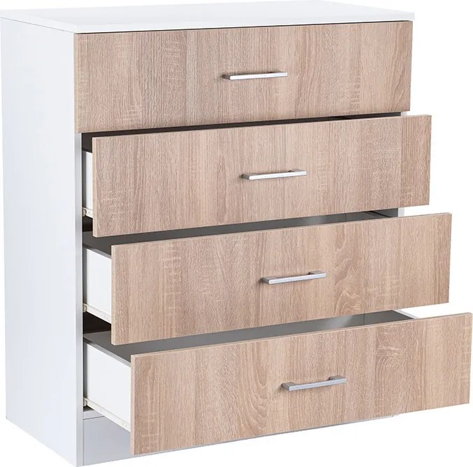 Miami komód 4 fiókos 80x92 cm sonoma tölgy-fehér