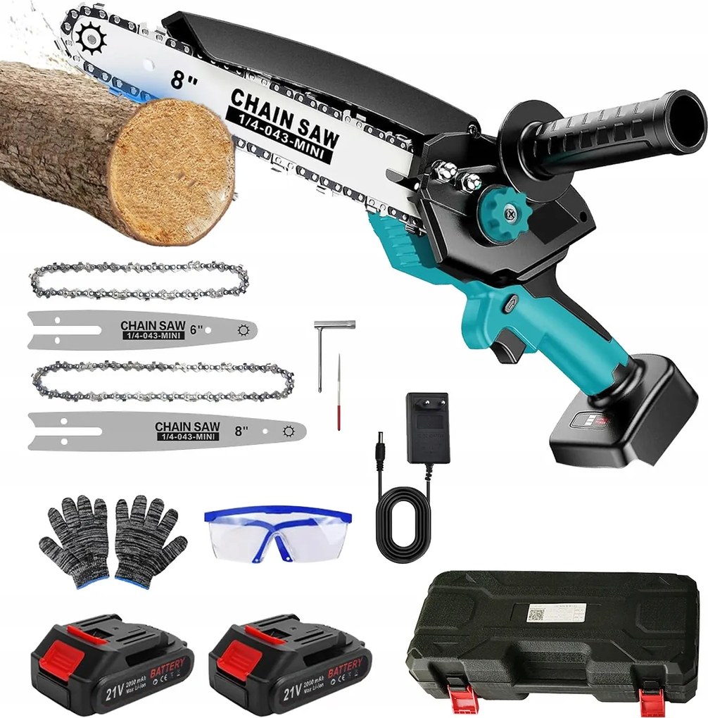 Akkumulátoros Láncfűrész Szénkefe Nélküli Kézi Láncfűrész KENÉS+2*AKU