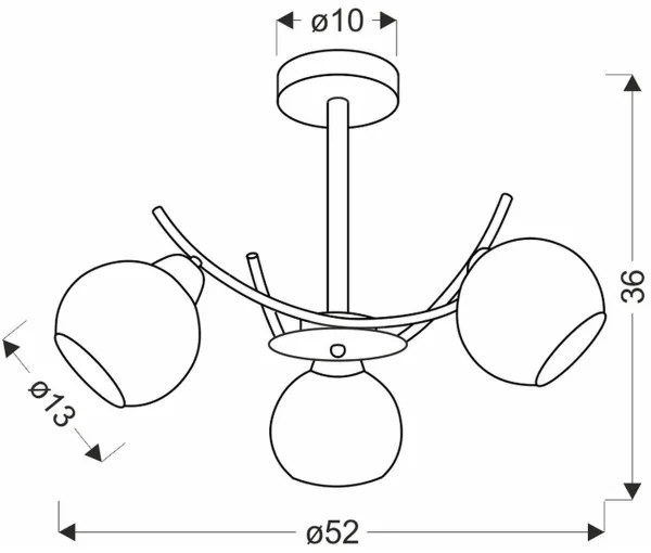 Csillár rúdon AMOS 3xE27/40W/230V arany