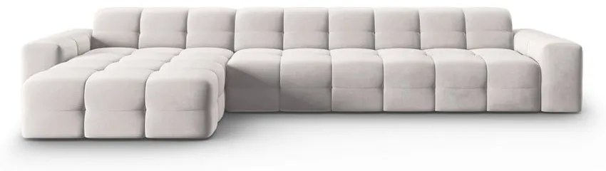 Világosszürke bársony sarokkanapé (bal oldali) Kendal – Micadoni Home