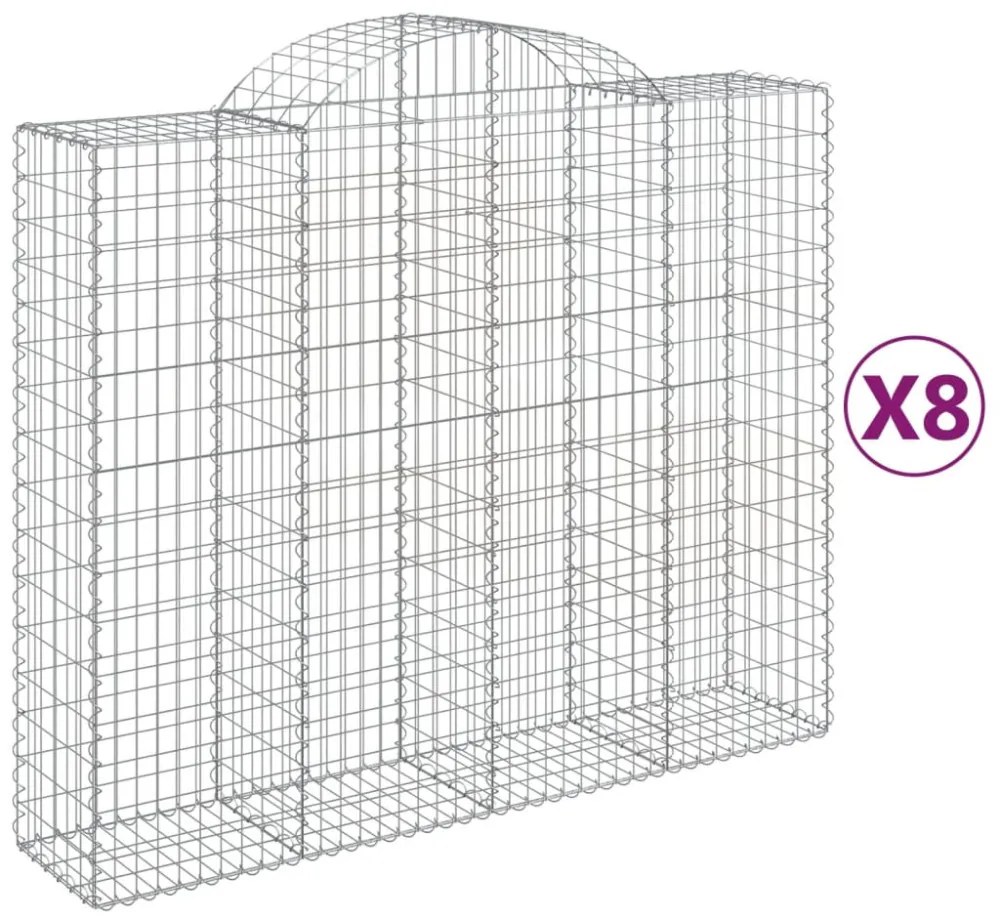 8 db íves horganyzott vas gabion kosár 200x50x160/180 cm