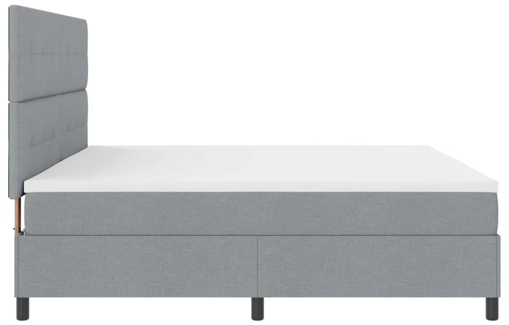 Boxrugós ágy matracmal Világosszürke 200 x 200 cm szövet