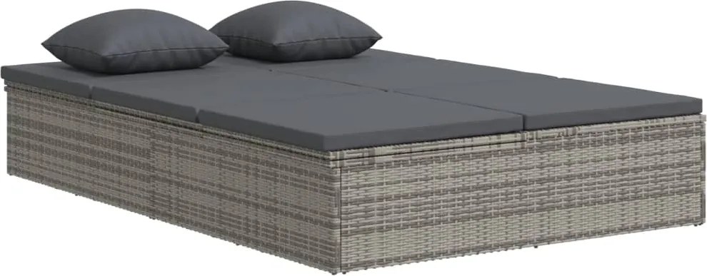vidaXL sötétszürke polyrattan átalakítható napozóágy párnákkal
