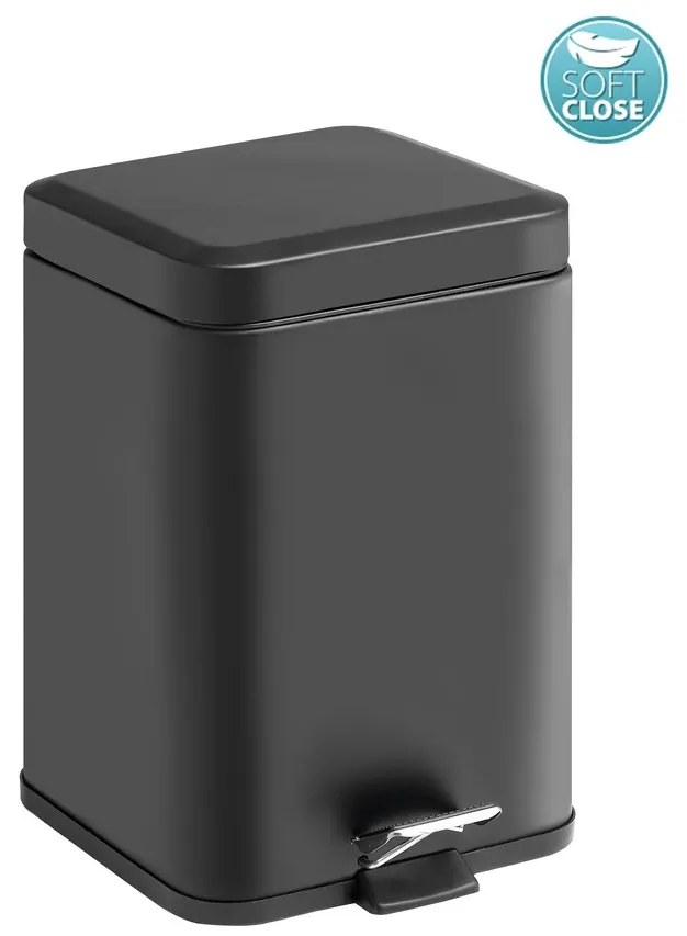 Gedy, ARGENTA Hulladékgyűjtő 5l, Soft Close, fekete matt, 230914