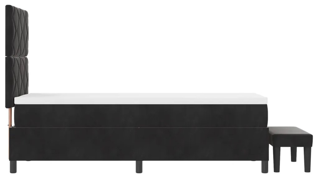 Boxspring Ágy matraccal és paddal Fekete 80x200 cm Bársony