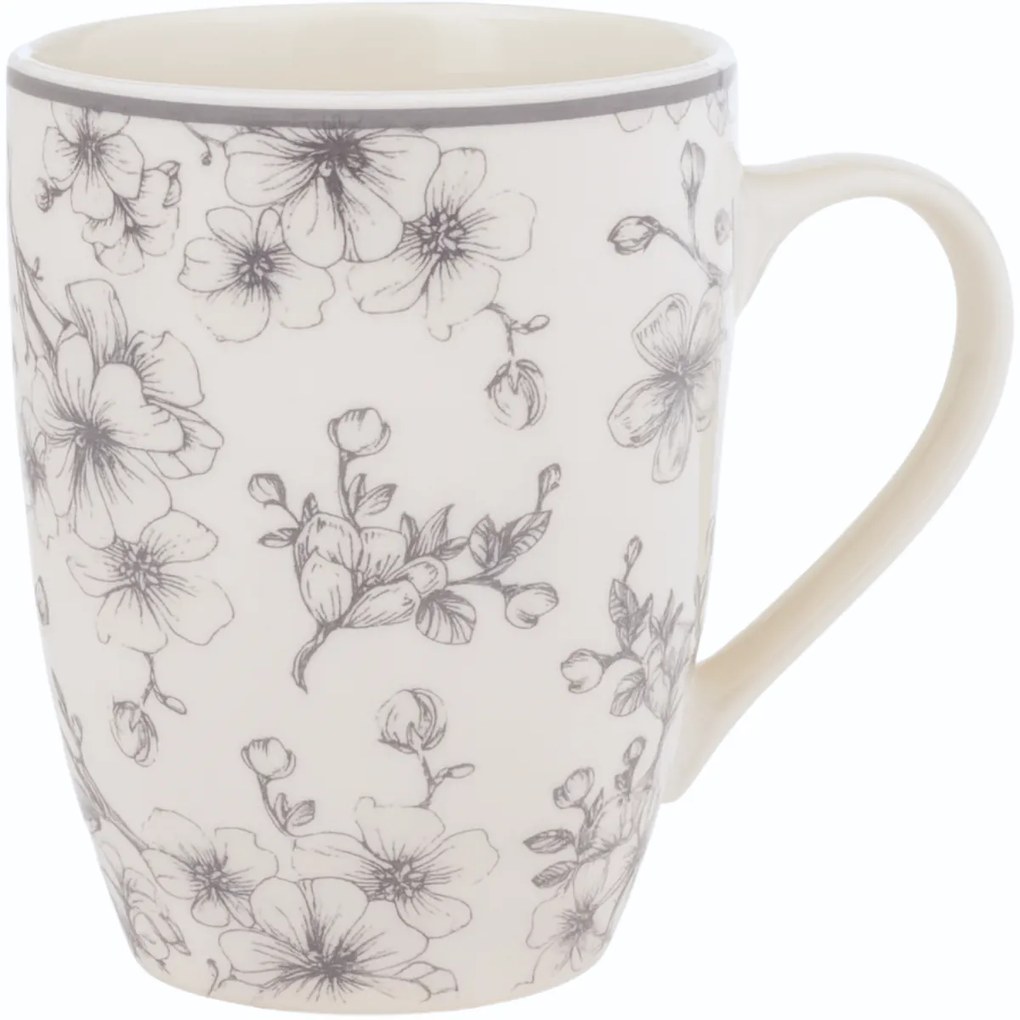 6 darab kerámia bögre szelíd virágok 300 ml, szürke