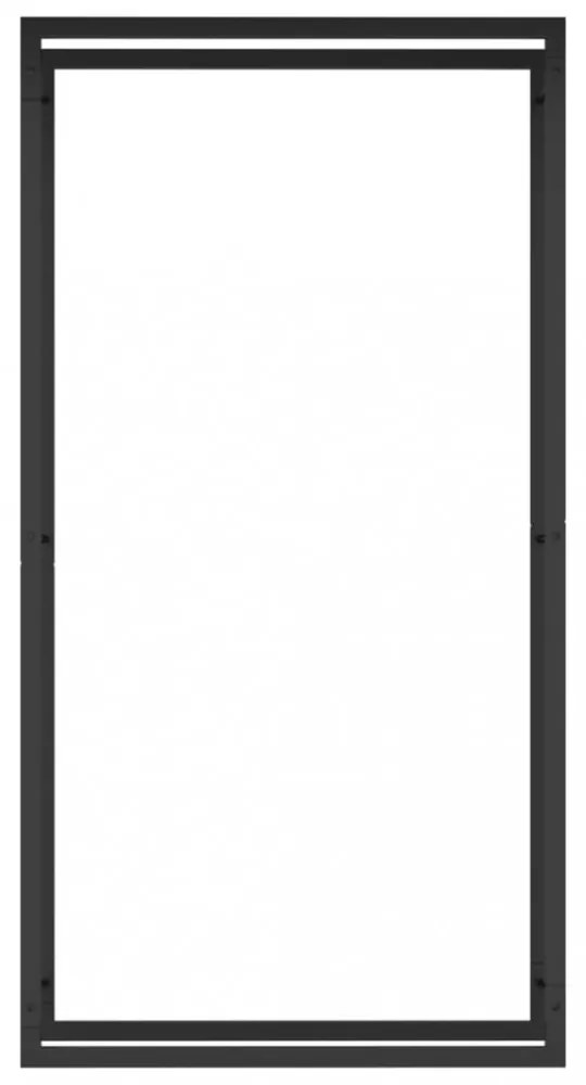 matt fekete acél tűzifatartó 80x28x154 cm