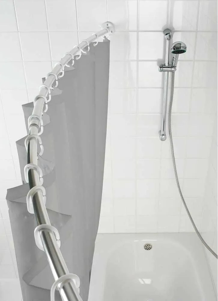 Ezüstszínű teleszkópos hajlított zuhanyfüggöny tartó - Wenko