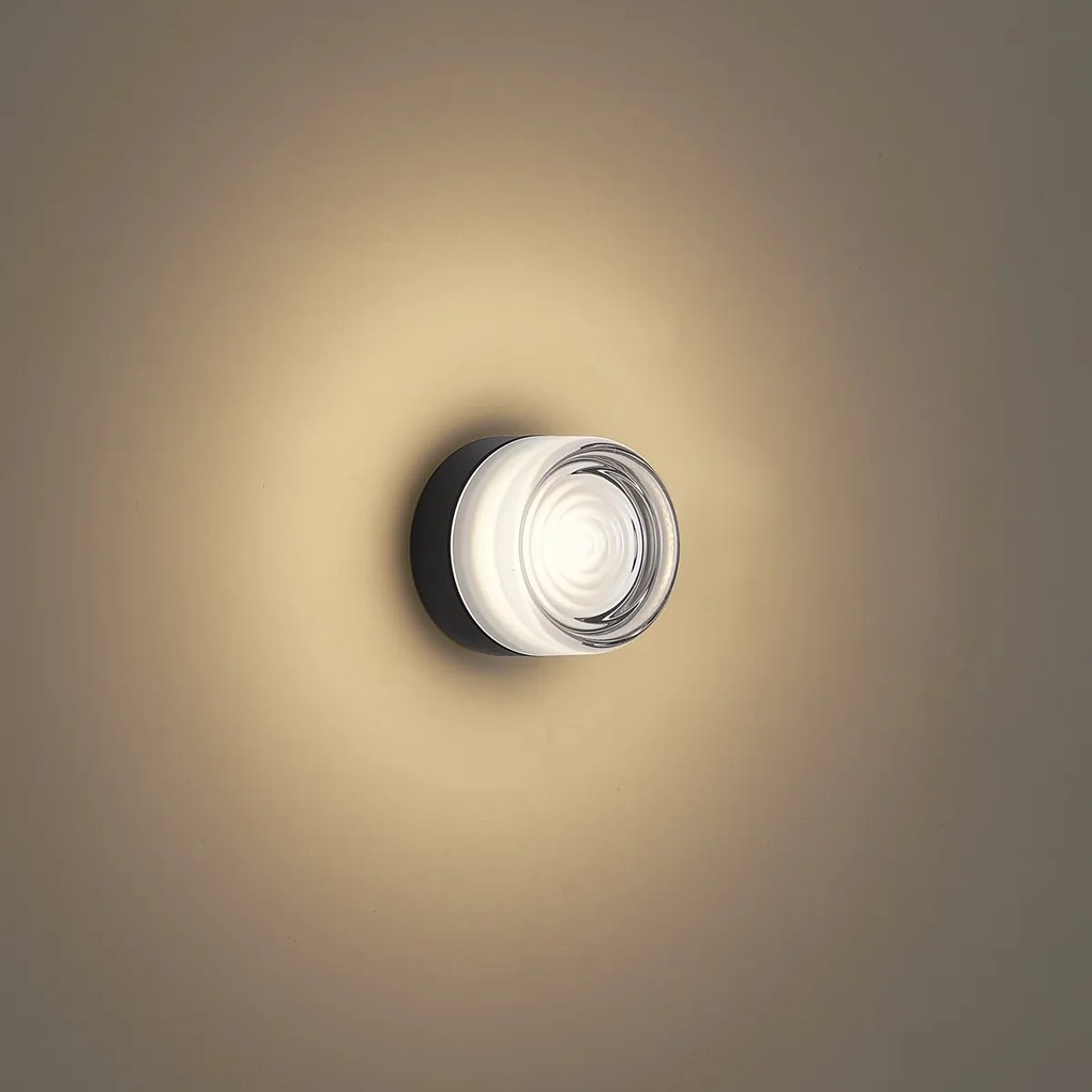 Design fali lámpa fekete opál üveggel IP44 - Michele