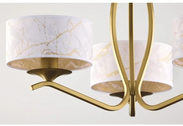 Jupiter 2109 - Csillár rúdon KASZMIR 3xE27/15W/230V fehér/arany/márvány dekor